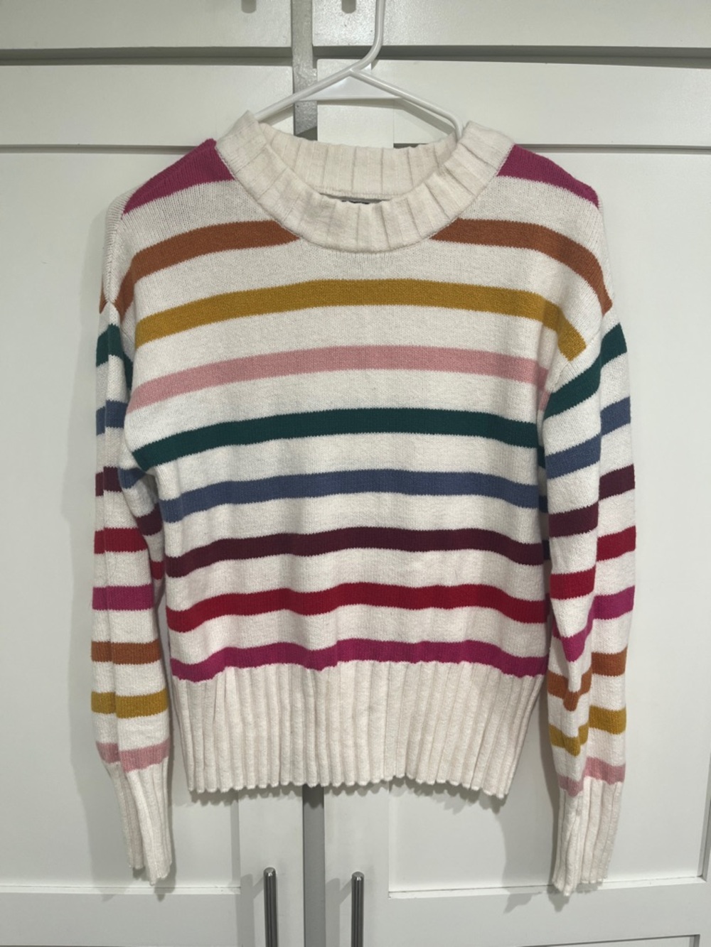 Women's Cream Multi-Stripe Crewneck Sweater Gap XS New without tags